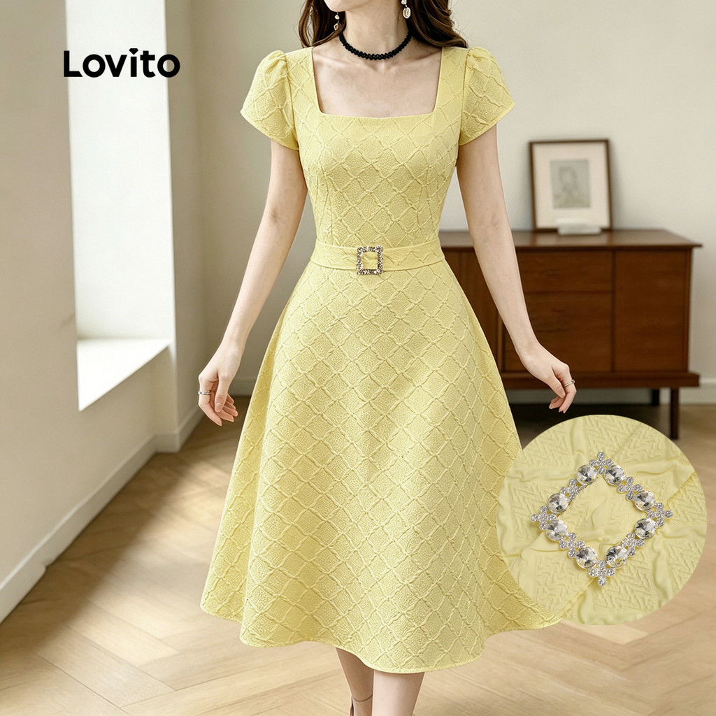 Lovito Vestido Elegante com e Claro de Primavera/verão para mulheres DRB199P2D388 · foto 2
