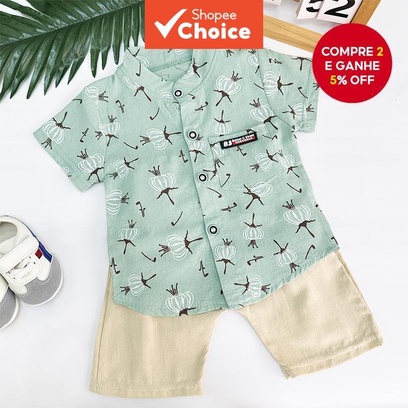 Conjunto De Roupa Para Bebê Menino 0-5 Anos – Camiseta E Shorts De Algodão Com Estampa De Dente De Leão Uso Casual De Ve