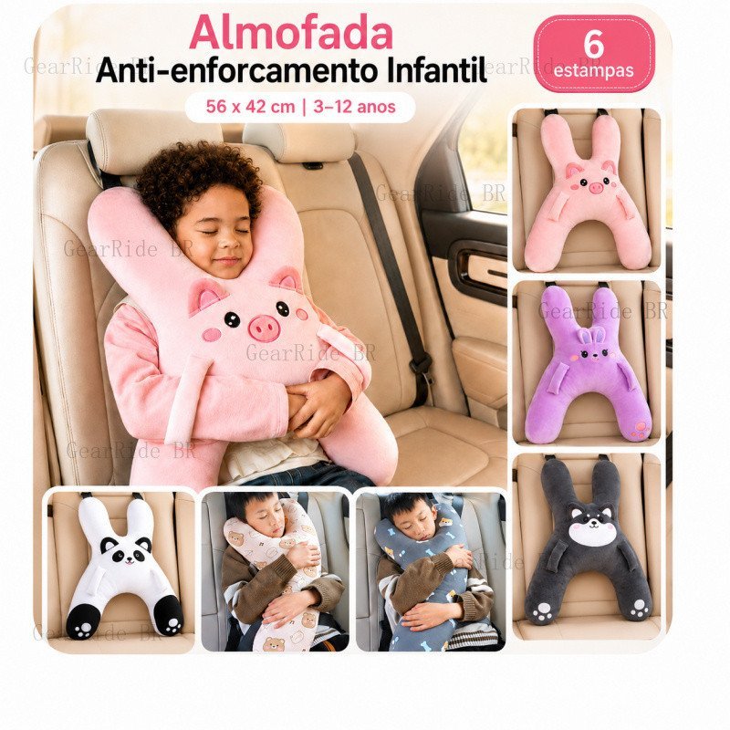 Almofada Premium para Cinto de Segurança Infantil Protetor de Pescoço Macio para Crianças no Carro Conforto em Viagens