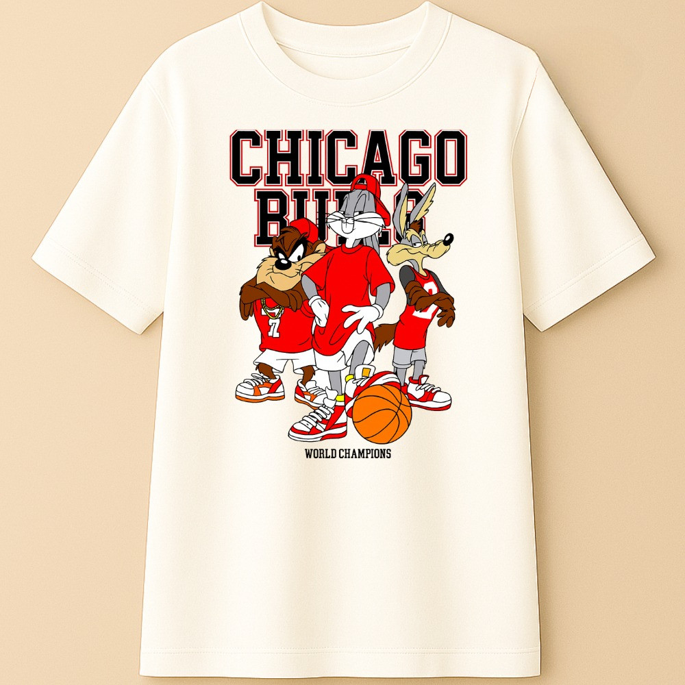 Camiseta Masculina Streetwear 100% Algodão Estampada Chicago Basquete Unissex Desenho