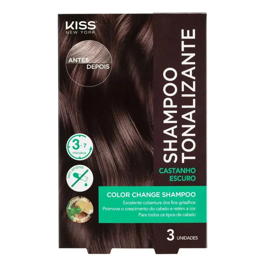 Shampoo Tonalizante Castanho Escuro - Kiss New York