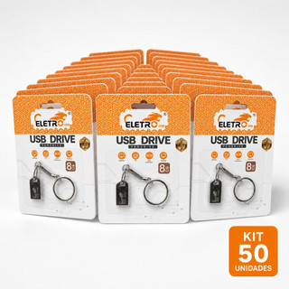 Kit 50 Mini Pendrive Eletro Original – Chaveiro Metálico USB 2.0 (4GB a 64GB)