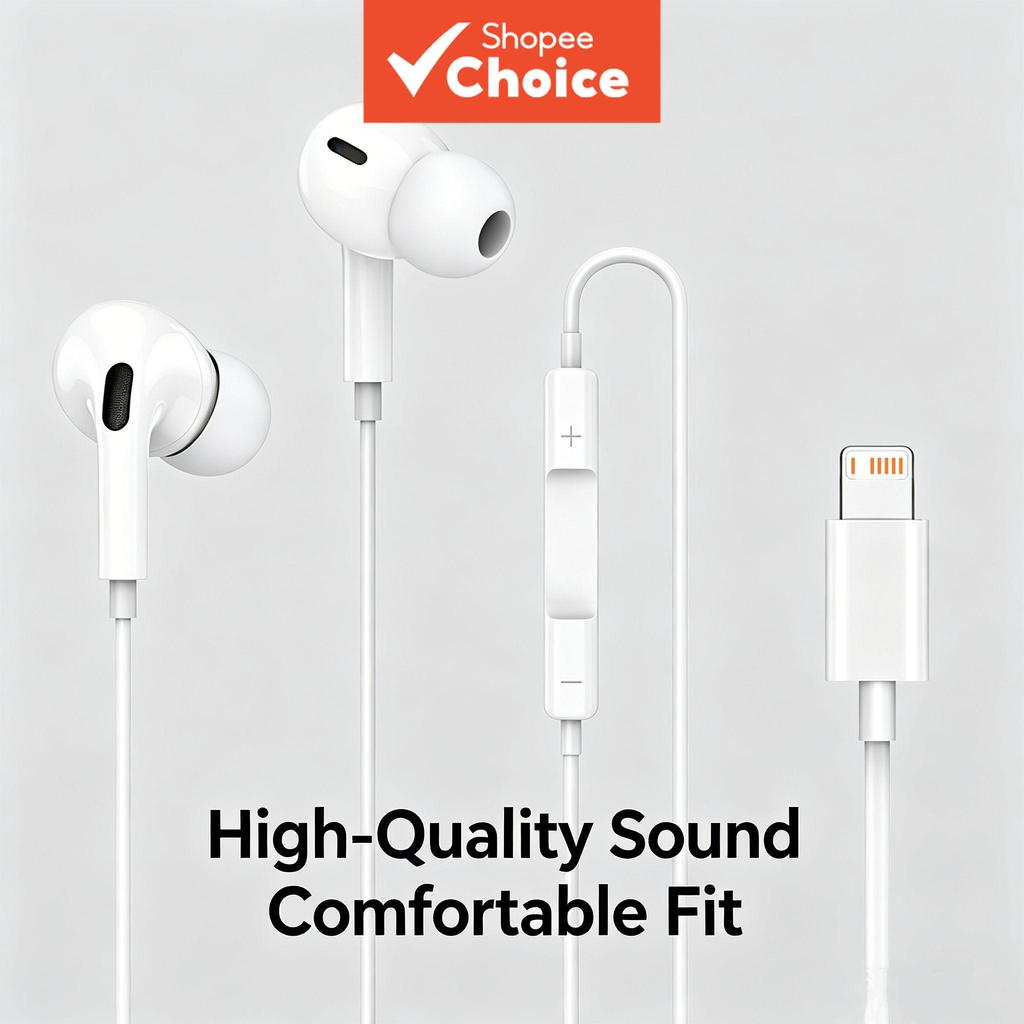 Gen3 Fones de Ouvido com Fio, Cabo de 120cm, Controle de Volume no Cabo e Microfone, Compatível com iPhone