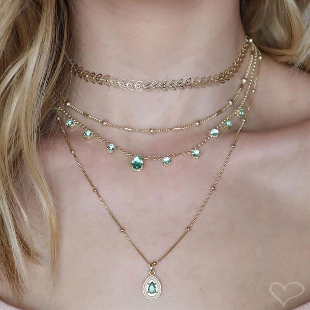 CHOKER PIUKA MURIEL ZIRCÔNIAS TURMALINA FOLHEADA A OURO 18K — imagem 2 de 2