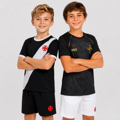Kit 2 Camisas Vasco Mosaico e Building Infantil Preto