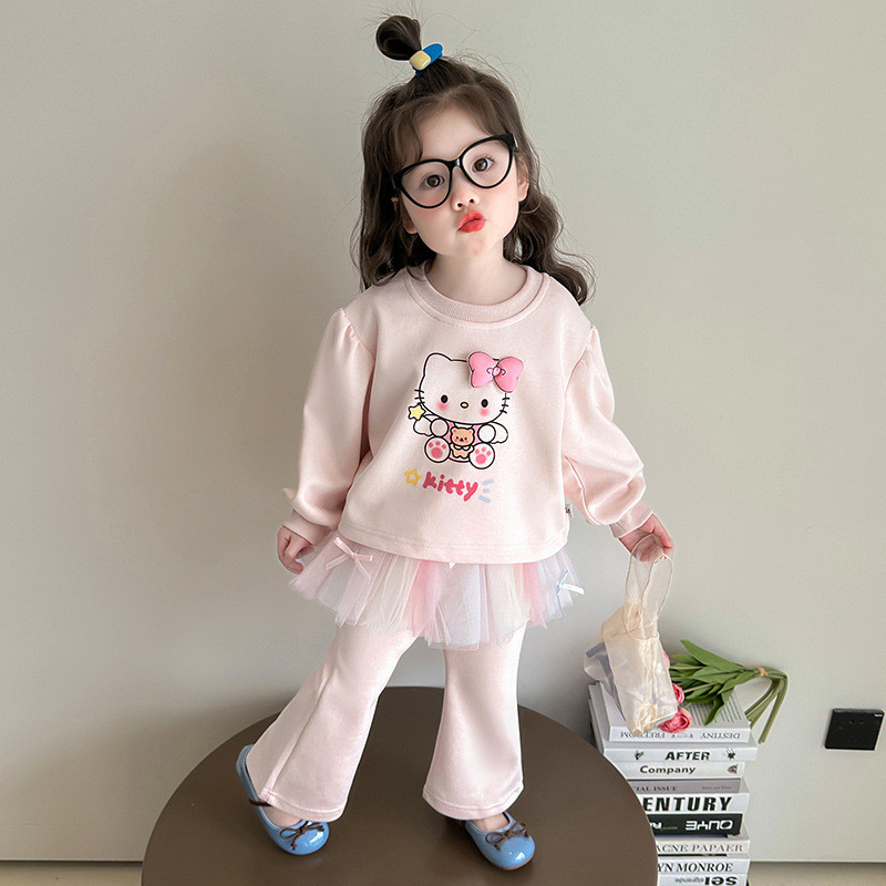 Meninas terno meninas terno 2026 primavera moda dos desenhos animados moletom calças casuais moda All-Match bebê menina