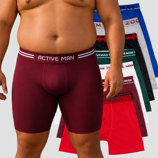 Kit Cuecas Boxer Ciclista Long Leg Microfibra Plus Size