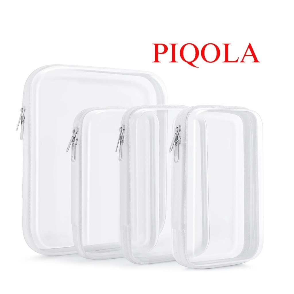 PIQOLA Caixa Organizadora Transparente, Estojo Rígido com Zíper, Recipientes de Armazenamento em PVC Transparente para F