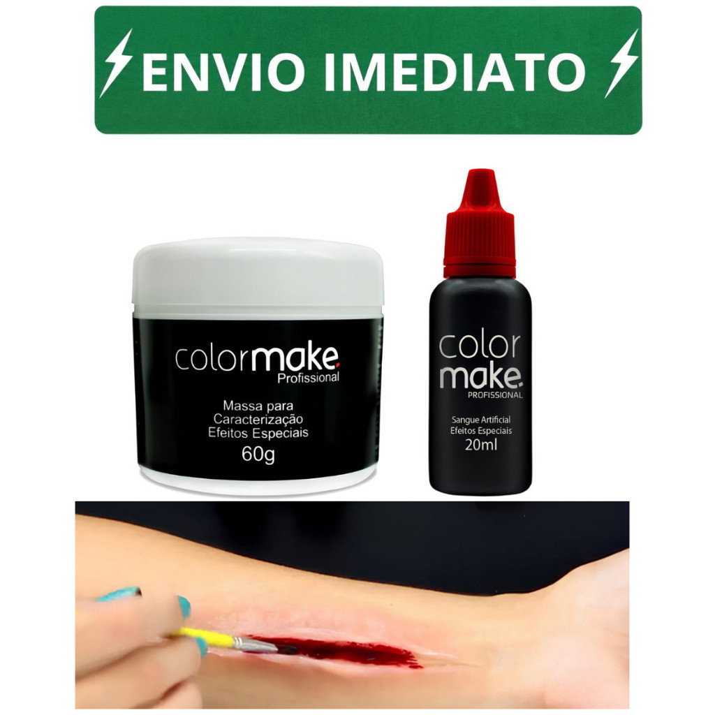 Kit Machucado Falso Massa+sangue Falso Halloween Fantasia