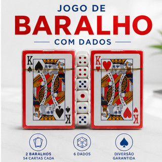 Baralho Duplo 108 Cartas com 6 Dados Jogos de Carta em Familia Amigos Truco Poker Presente Pai Final de Ano Natal Viagem