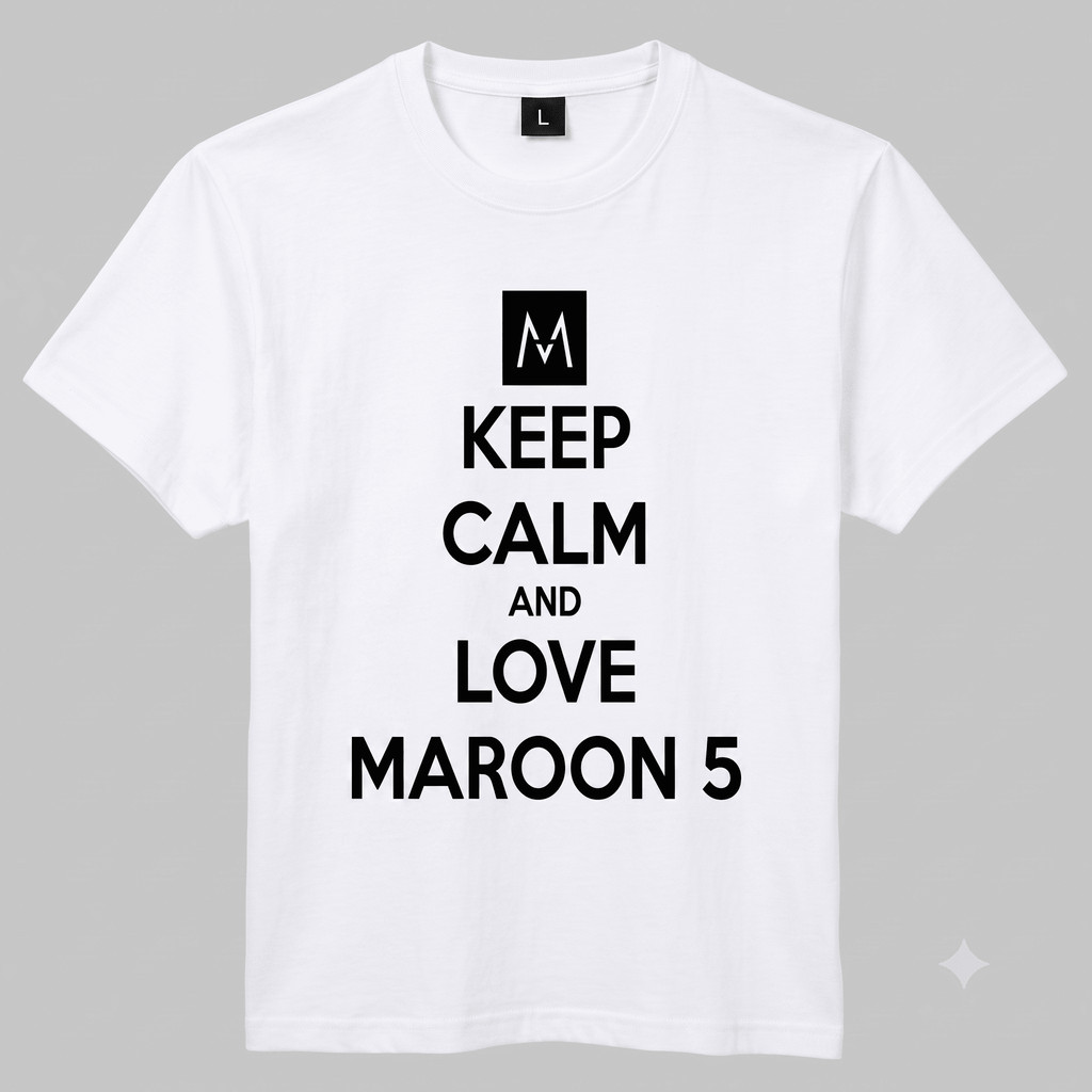 Camiseta Masculino Keep calm and love Maroon 5 Estampado Camisa 100% Algodão Feminino Plus Size Oversized Envio Rápido