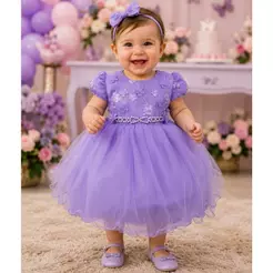 Vestido festa infantil jardim lilás roxo borboletas bosque princesa daminha aniversário luxo Rn ao 12 meses