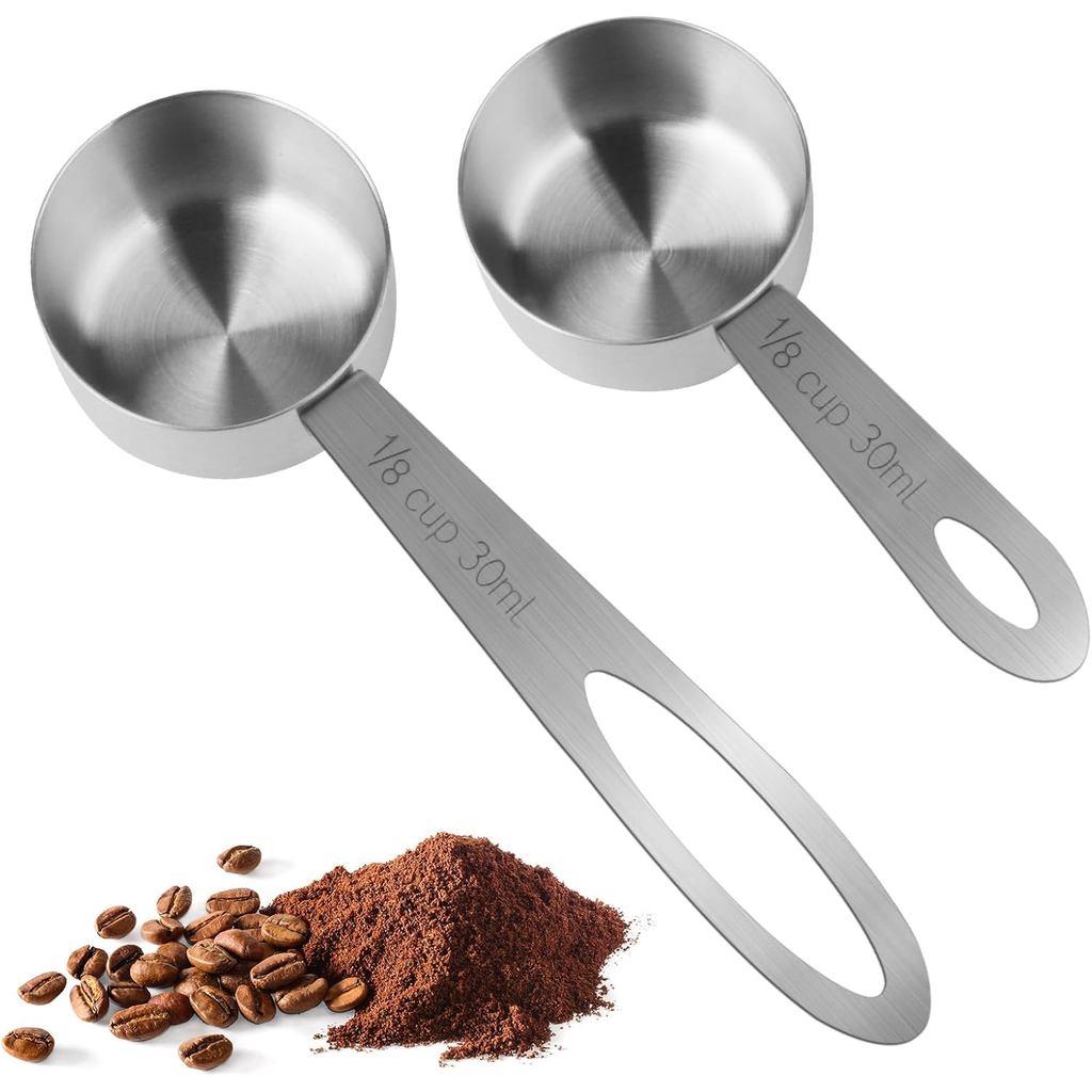 2 Peças de Copo Medidor de 1/8 de Xícara, Colher Medidora de 30ML, Colher Medidora de Café em Aço Inoxidável, Copos