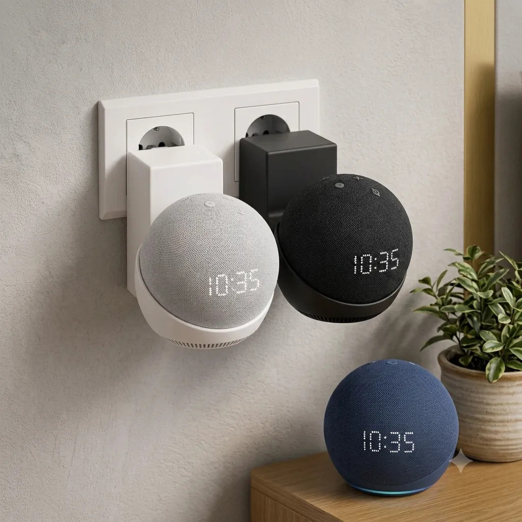 Suporte Tomada Alexa Echo Dot 4 E 5 Geração Organizador Cabo