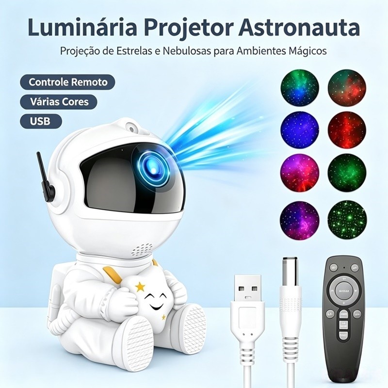 Imagem Mini Projetor De Luz Noturna Estrela De Astronauta Decoração Para Galáxia AIRER.BR