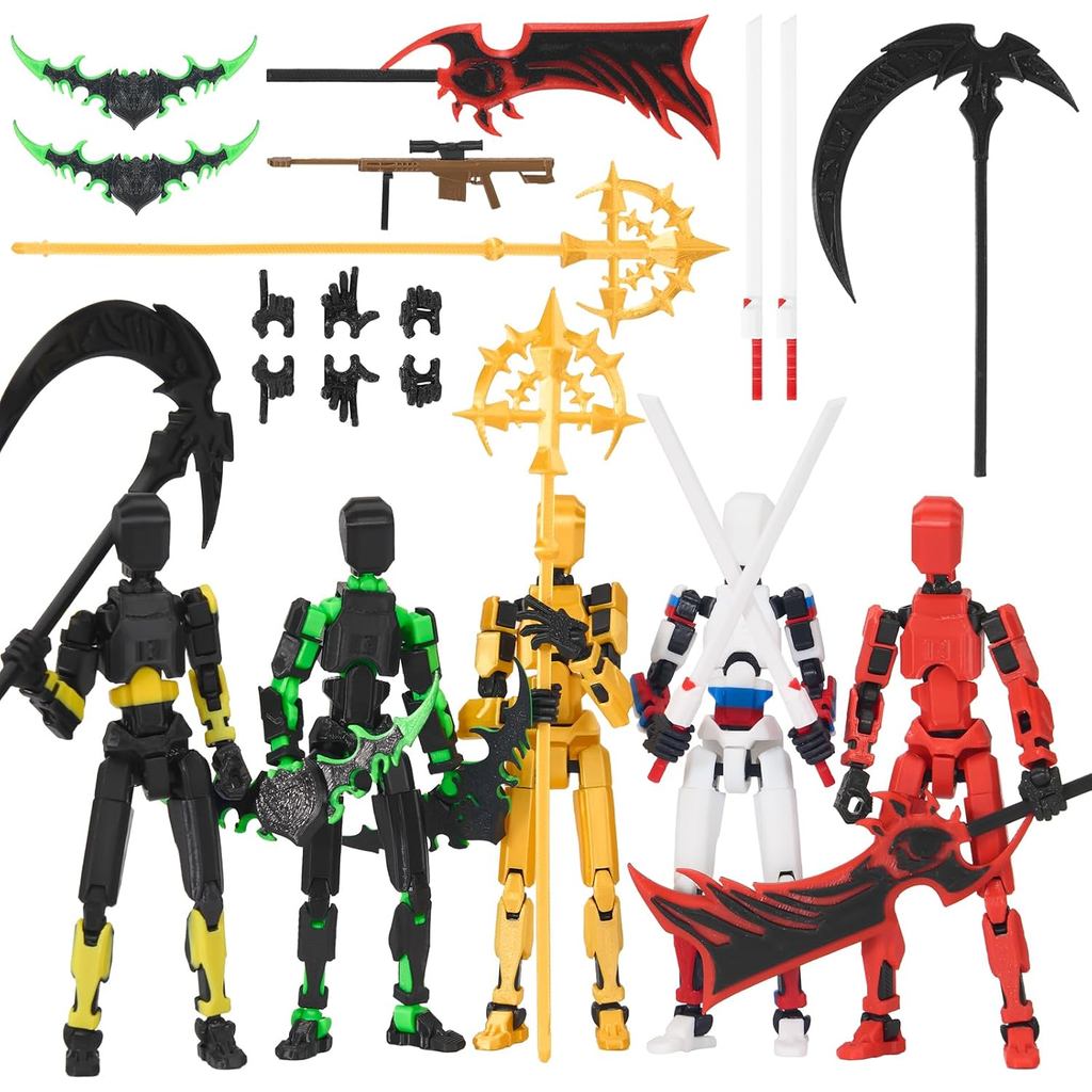 Conjunto de Figuras de Ação T 13: 5 Peças - Uma Coleção de Figuras T 13 Pré-Montadas, Vibrantemente Multicoloridas, Com 