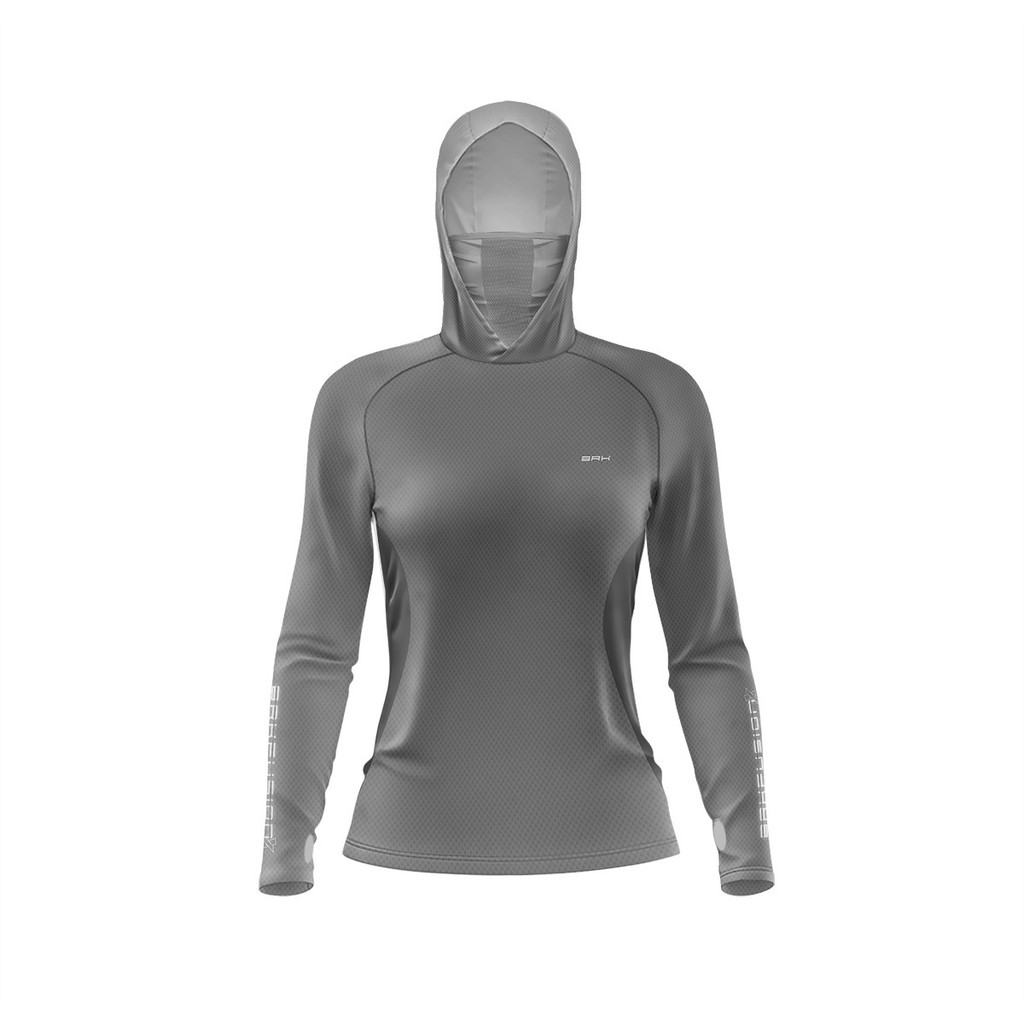 Camisa Camiseta Blusa de Pesca FusionX com Capuz Brk Térmica Feminina Estampadas com Proteção UV