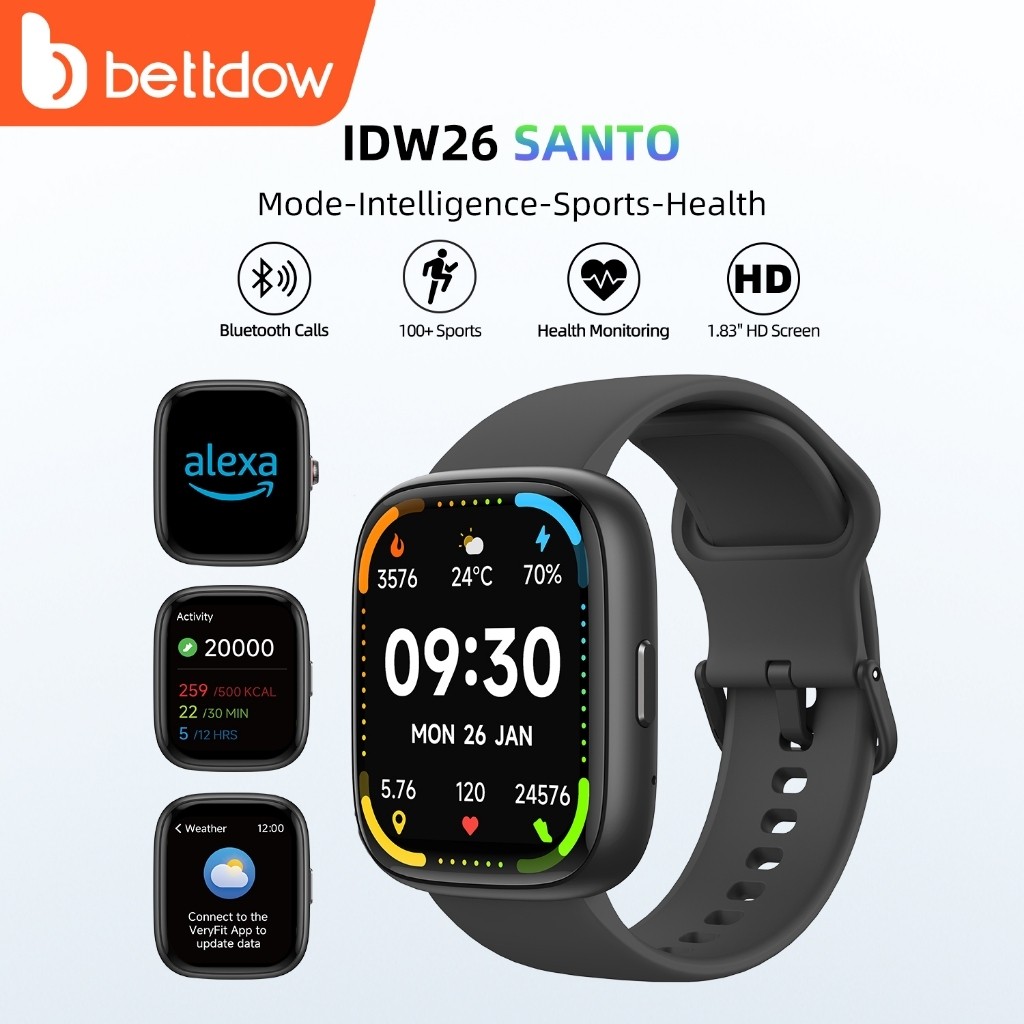 Bettdow Smartwatch com Alexa assistente de voz Frequência cardíaca em tempo real