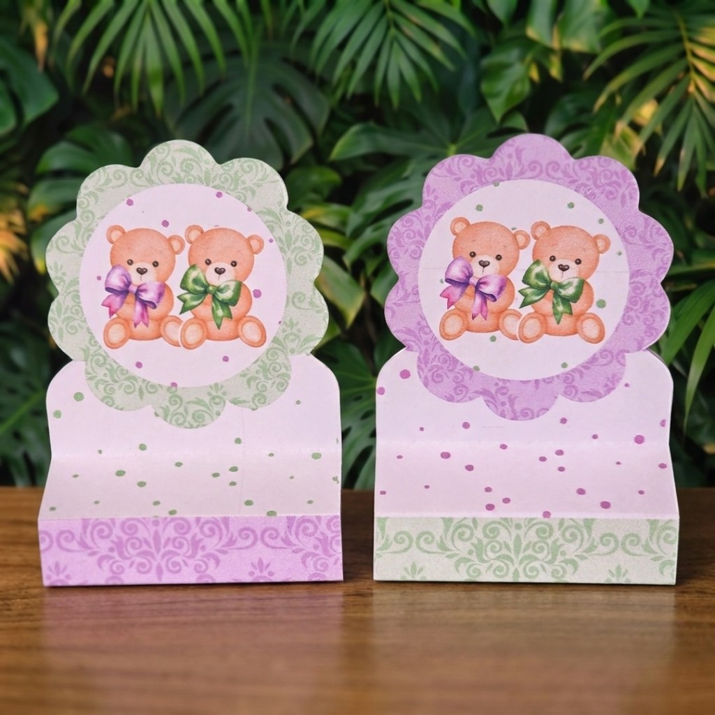 Porta bis duplo CHÁ REVELAÇÃO VERDE E LILÁS bebê fraldas lembrancinhas personalizadas mimos infantil decoração