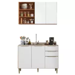 Armário de Cozinha com Balcão para Pia 5 Portas 2 Gavetas 100% MDF Clara