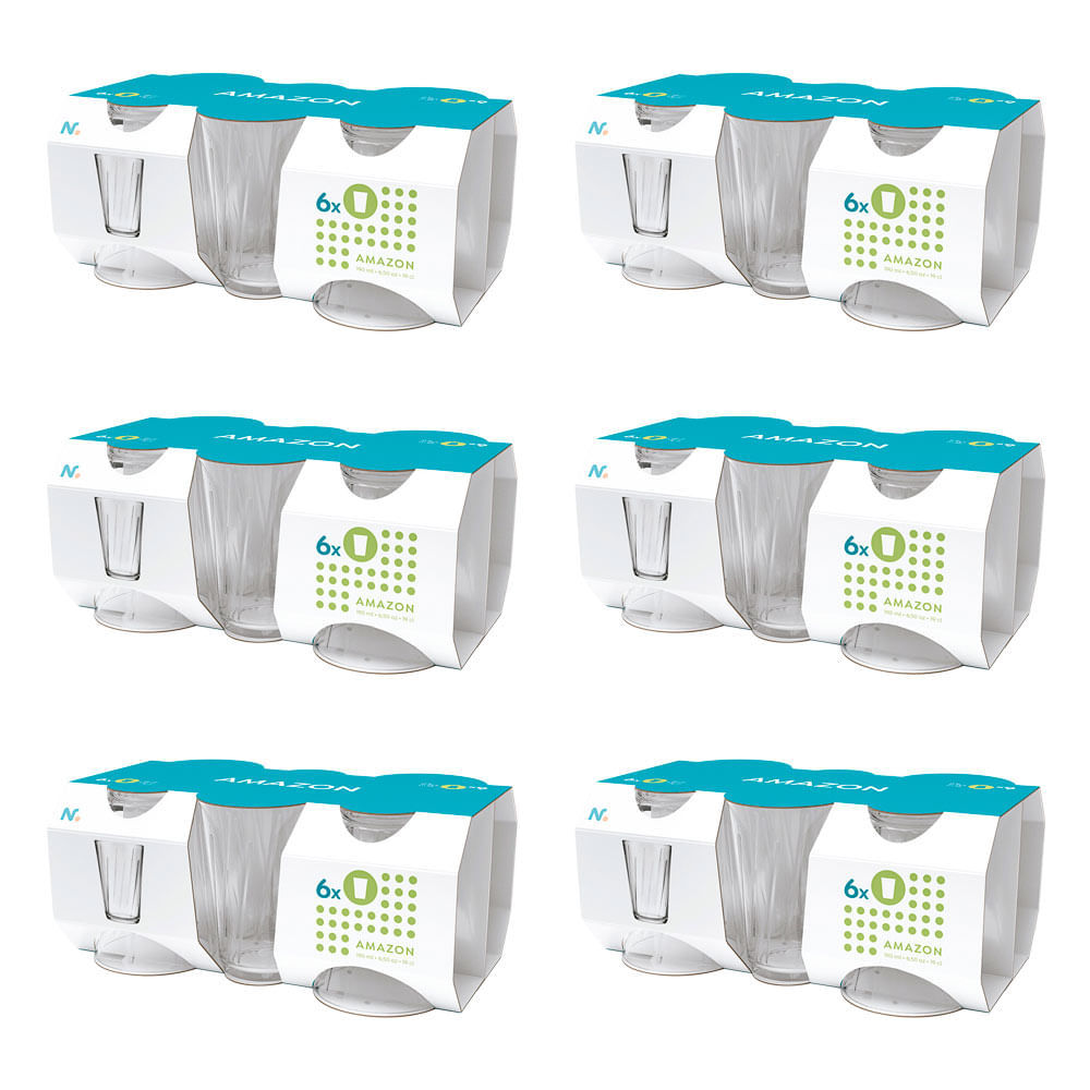 Kit 36 Copos Nadir Amazon em Vidro Transparente 190ml