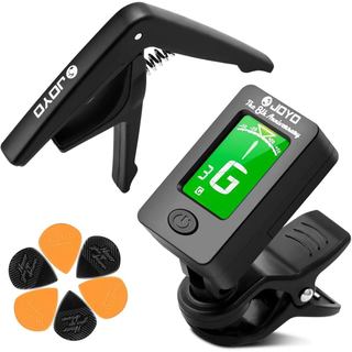 Conjunto de Afinador e Capotraste para Guitarra JOYO – Afinador Cromático de Guitarra com Display LCD e Capotraste Premi