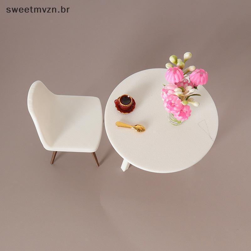 sweetmvzn 1/12 Casa De Bonecas Simulação Mesa Cadeira Conjunto Móveis Vivos Decoração Acessórios Micro Cena Adereços Con