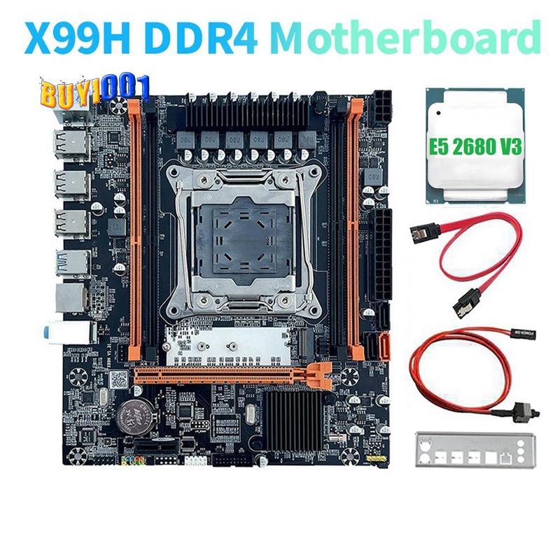 Placa-Mãe X99H + CPU E5 2680 V3 B85 LGA2011-3 4X DDR4 REG ECC RAM Slots M . 2 PCIE SATA3.0 X99 De Desktop-Entrega Rápida