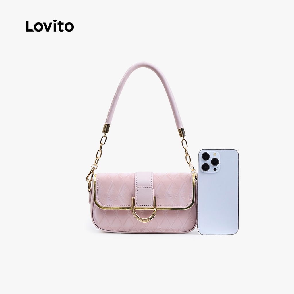 Lovito Elegante couro cor axilas S corrente Metal pequena bolsa de ombro para mulher LFAR6076 · foto 2