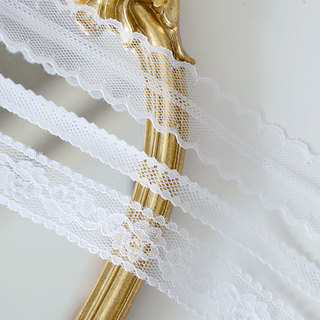 Nova fita de renda de renda onda branca renda gaze fita Floral arco buquê flor nó fita de fadas
