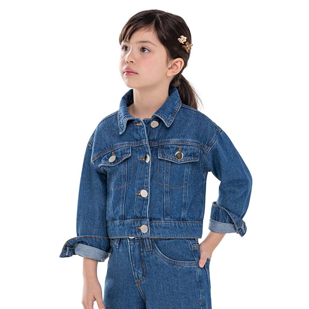 Jaqueta Jeans Infantil Menina Glitter Colorittá Azul