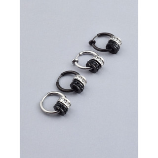 Novos brincos de argola de diamante de duas cores na moda brincos masculinos nicho estilo Hong Kong brincos de argola de