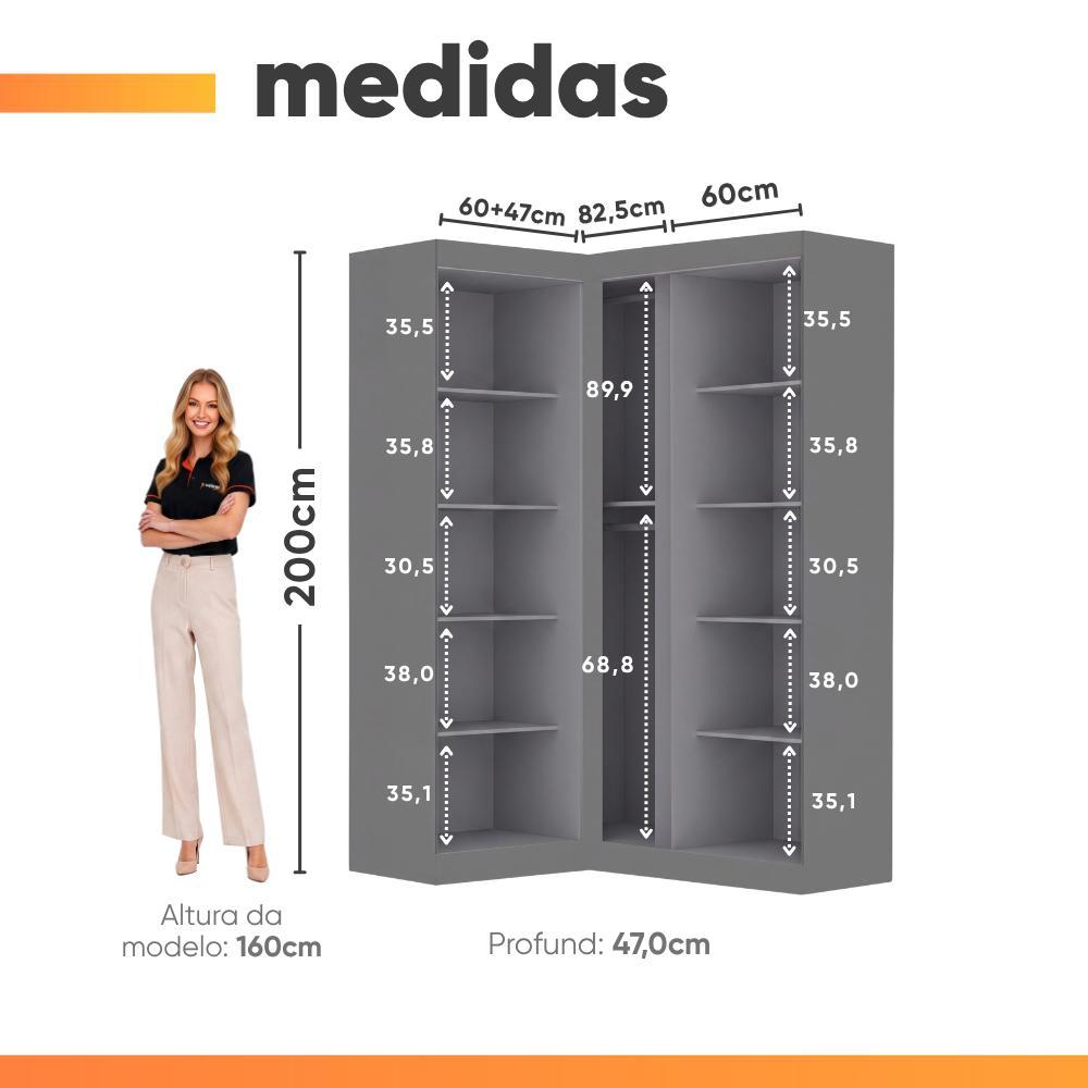 Guarda Roupas Modulado Closet de Canto 5 Portas Madrid — imagem 2 de 2