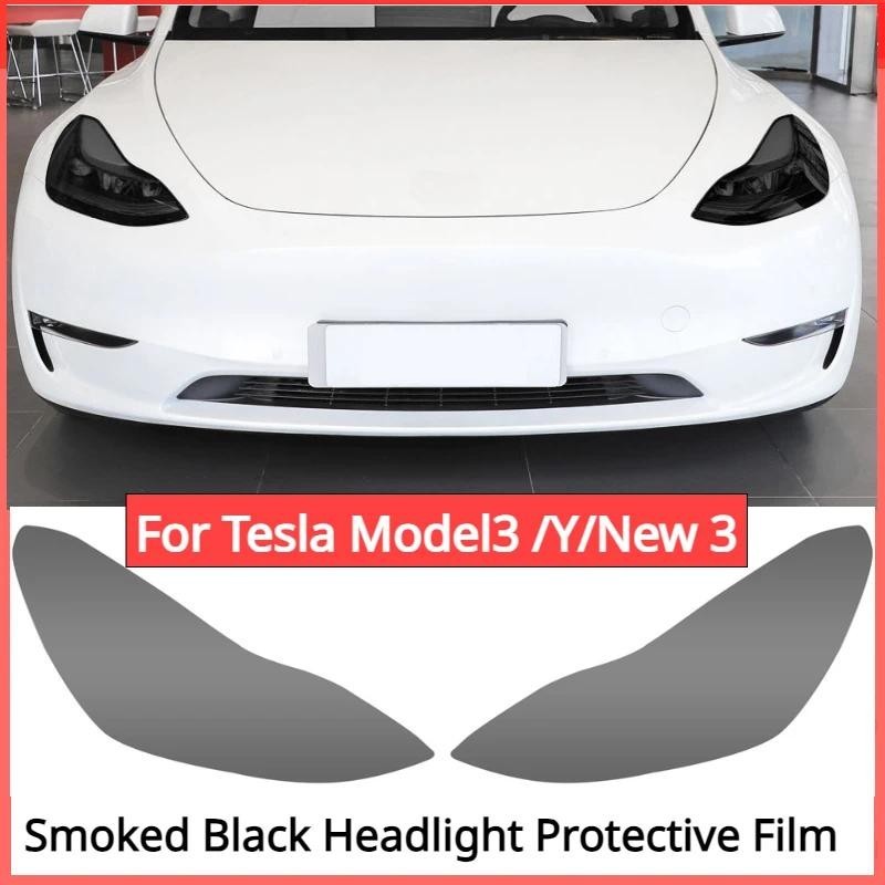 Para Novo Tesla Modelo Y/3 + Highland 2021-2024 Filme De Farol Enegrecido TPU Proteção Estilo Do Carro Luz De Mudança De