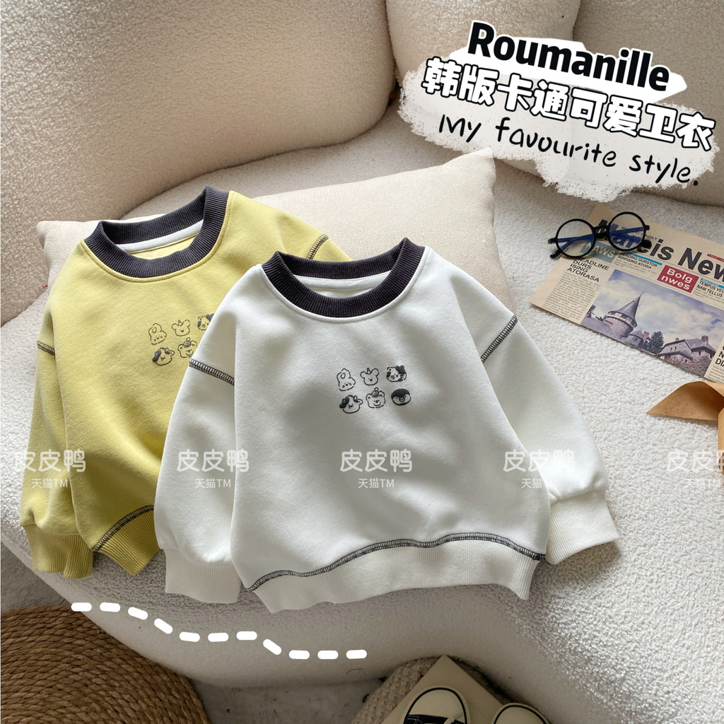 Meninos primavera moletom crianças primavera dos desenhos animados topos bebê primavera estilo de manga comprida interio