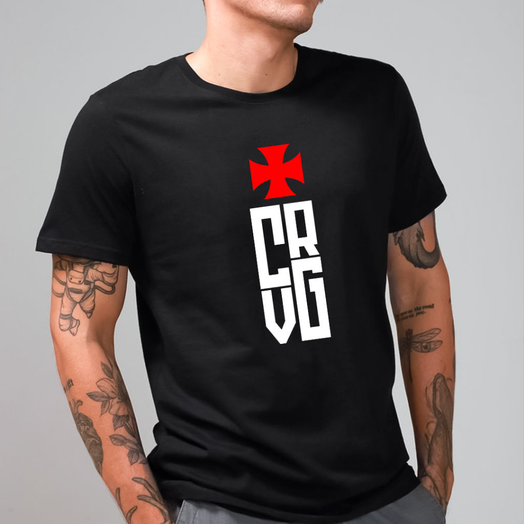 Camisa Camiseta Algodão Vasco Premium CRVG Cruz de Malta Grande Confortável Masculino Básico Time Carioca