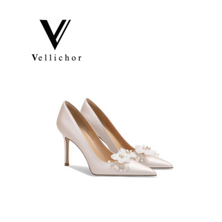 2026 novo estilo flor temperamento apontou Toe boca rasa champanhe salto alto Stiletto feminino elegante banquete temper