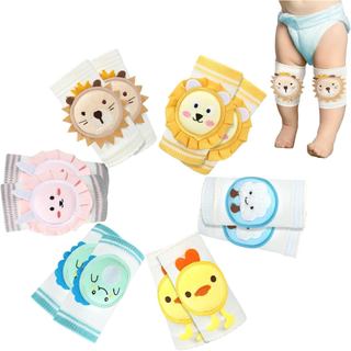 Xtinmee 6 Pares de Protetores de Joelho para Bebês Engatinhando, Protetores de Joelho Grandes com Almofadas Espumosas, A