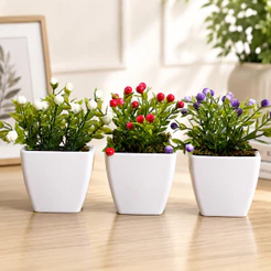Kit 3 Mini Vasinho Vaso Decorativo Para Casa Planta Artificial Arranjo Decoração