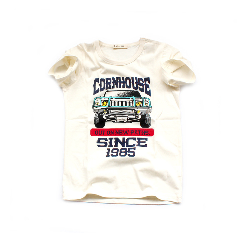 Estilo japonês estilo verão meninos puro algodão jeep manga curta topo bebê jeep camiseta crianças carta camiseta