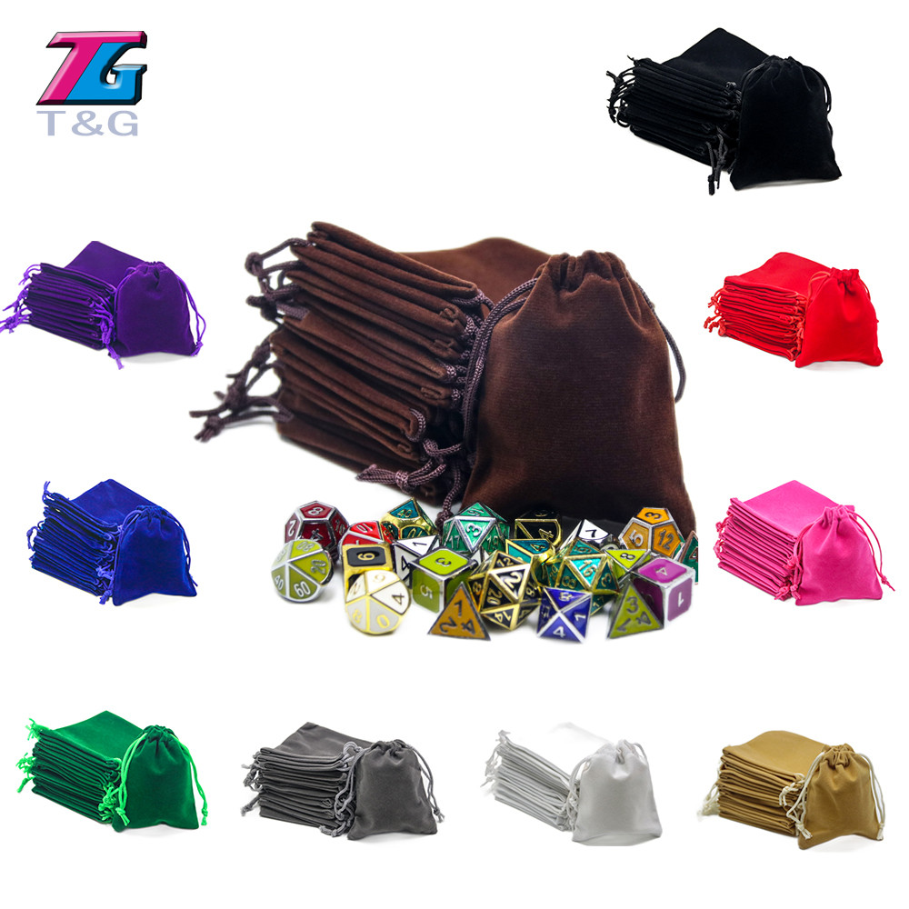 Saco de armazenamento de dados DND COC dados mesa acessórios de jogo armazenamento flanela cordão bolso 10 peças