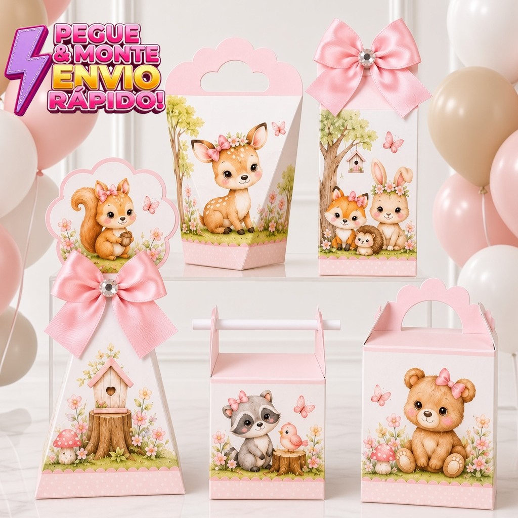Kit Caixas Bosque Encantado PEGUE E MONTE - Personalizados - Lembrancinhas para Festa Infantil  - Aniversário