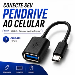 Cabo Adaptador OTG Tipo C Para Celular Tablet Pendrive Teclado Mouse Transferência de Dados