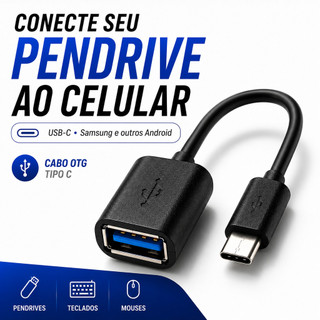 Cabo Adaptador OTG Tipo C USB 3.0 Para Celular Tablet Pendrive Teclado Mouse Transferência  de Dados