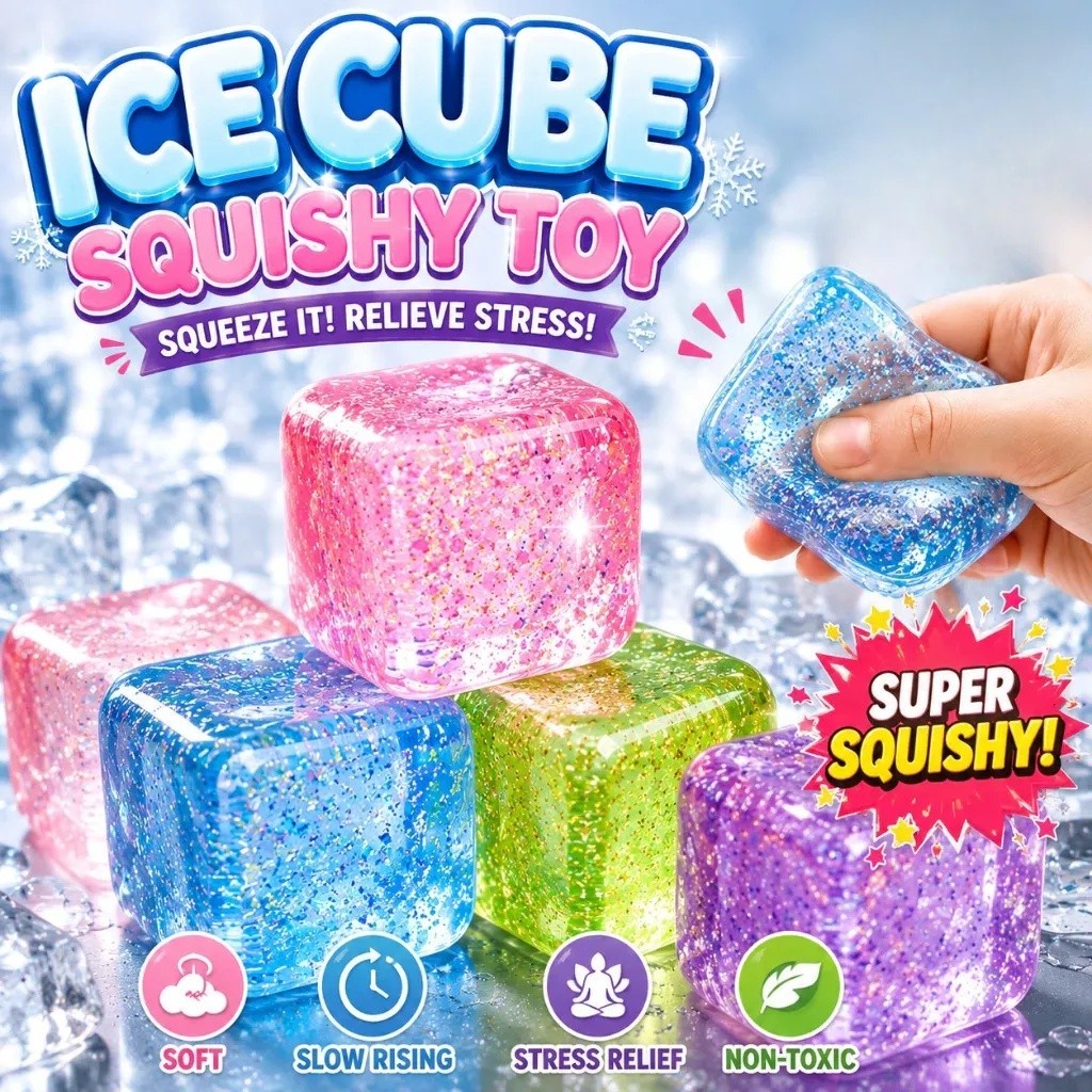 Glitter Estresse Cubo De Gelo Fidget Brinquedo Mole Colorido Quadrado Mini Espremer Bolas Sensoriais Tdah
