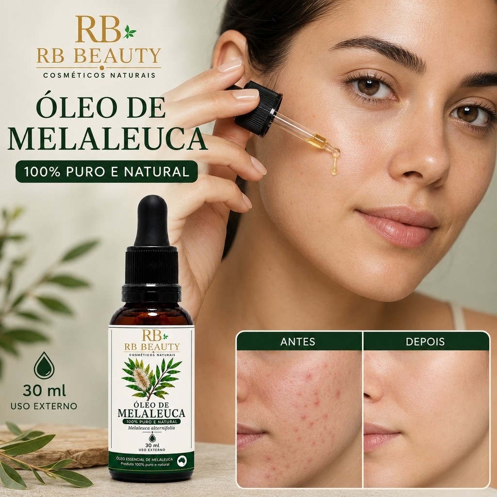 Kit 3 Óleos Essenciais de Melaleuca Tea Tree 100% Puro 30ml Cada para Pele, Unhas e Cabelos com Conta-Gotas — imagem 2 de 2