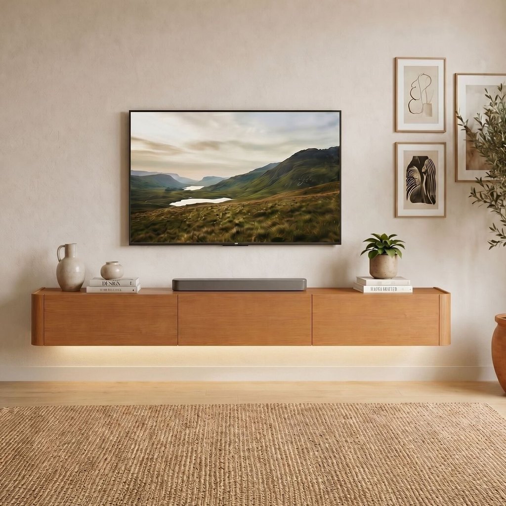 Rack para TV até 75 Polegadas Suspenso com LED 3 Gavetas 100% MDF 180cm Oslo Marrom Naturalle