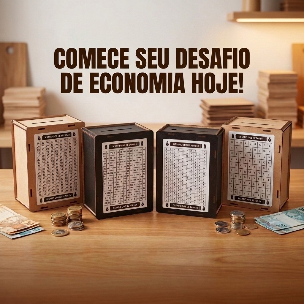Cofre Desafio Japonês – Caixa de Madeira para Economizar Dinheiro