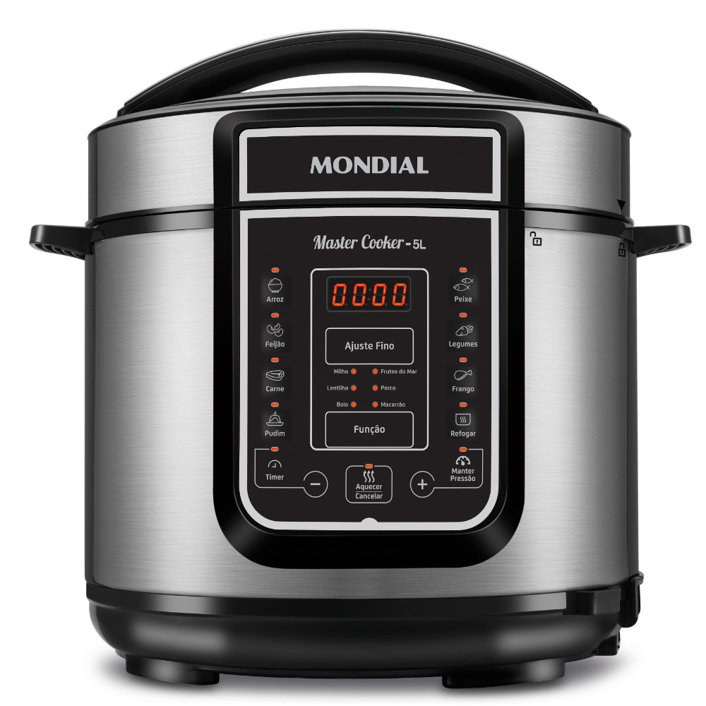 Panela de Pressão Elétrica Digital PE-38 5L 900W Preto e Inox Mondial