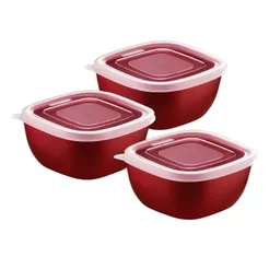 Jogo De Potes Tramontina Mixcolor Vermelho 300ml C/tampa 3 Uni